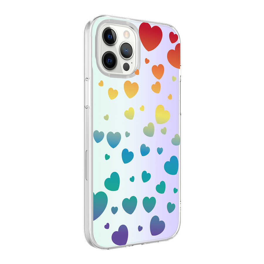 iPhone 12 Pro Kılıf Zore M-Blue Desenli Kılıf - Heart No3