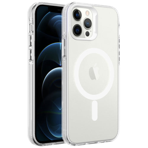 iPhone 12 Pro Kılıf Zore M-safe Şarj Özellikli Buzlu Transparan C-Pro Sert Kılıf - Renksiz