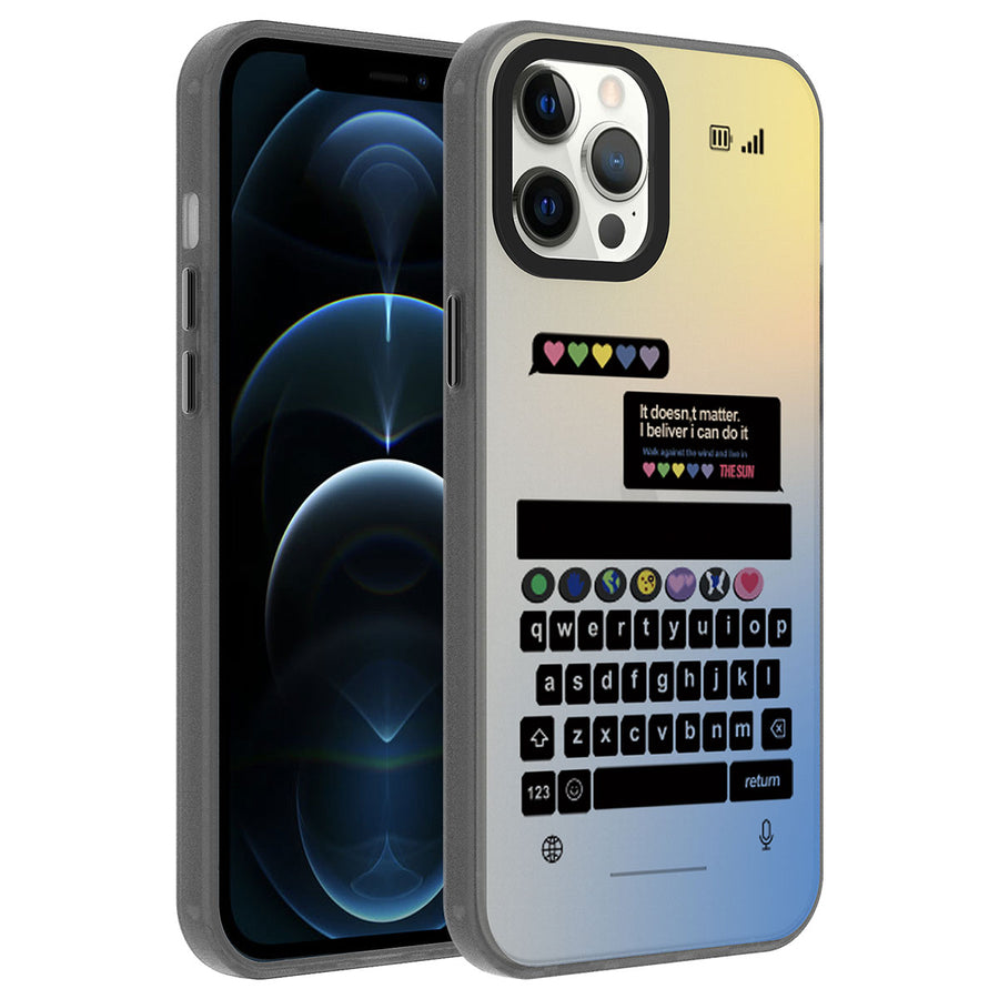 iPhone 12 Pro Max Kılıf Desenli Zore Dragon Sert Kılıf - Klavye