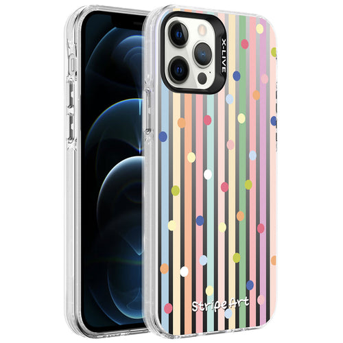 iPhone 12 Pro Max Kılıf Desenli Zore Silver Sert Kılıf - Noktalar