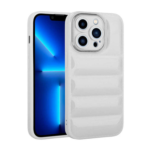 iPhone 12 Pro Max Kılıf Kamera Korumalı Parlak Airbag'li Zore Galya Kılıf - Beyaz