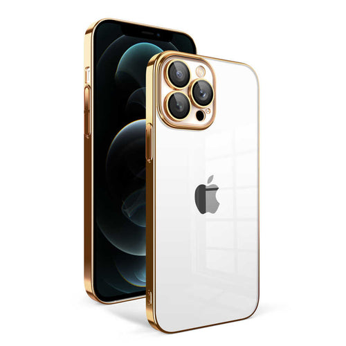 iPhone 12 Pro Max Kılıf Kamera Korumalı Renkli Çerçeveli Zore Garaj Kılıf - Gold