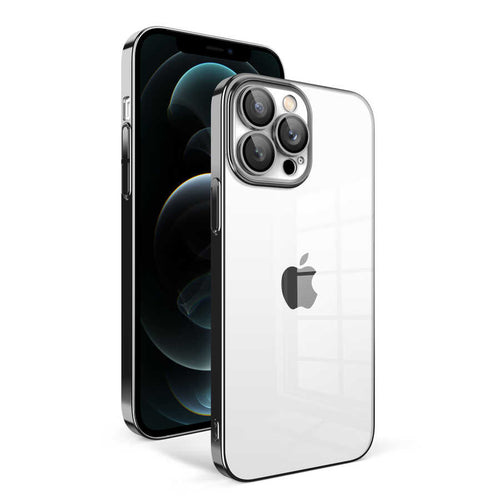 iPhone 12 Pro Max Kılıf Kamera Korumalı Renkli Çerçeveli Zore Garaj Kılıf - Siyah