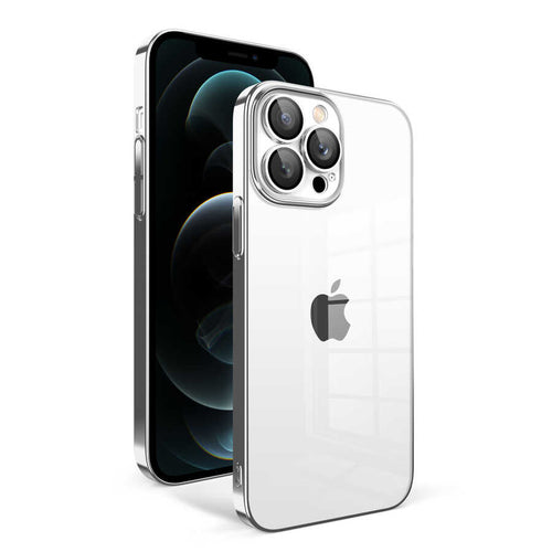 iPhone 12 Pro Max Kılıf Kamera Korumalı Renkli Çerçeveli Zore Garaj Kılıf - Gümüş