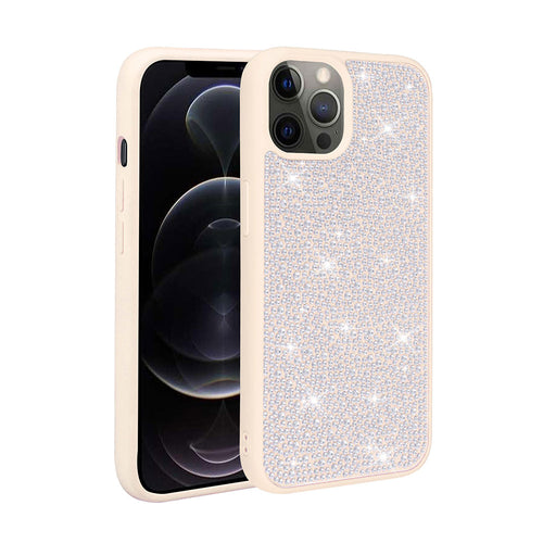 iPhone 12 Pro Max Kılıf Parlak Taşlı Tasarım Zore Ston Kılıf - Beyaz