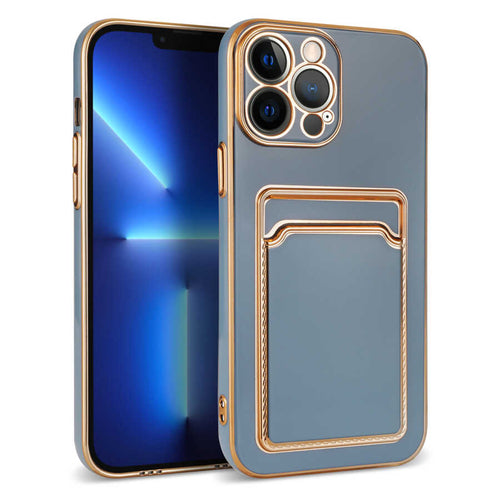 iPhone 12 Pro Max Kılıf Zore Bark Kartlıklı Kılıf - Mavi