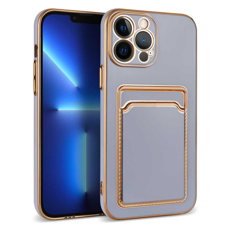 iPhone 12 Pro Max Kılıf Zore Bark Kartlıklı Kılıf - Lila
