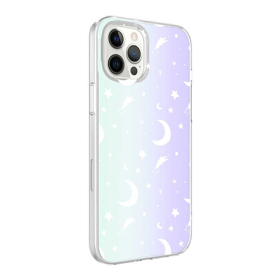 iPhone 12 Pro Max Kılıf Zore M-Blue Desenli Kılıf - Moon No4