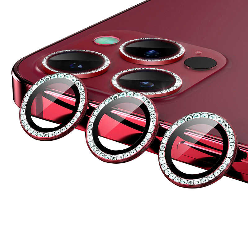 iPhone 12 Pro Max Zore CL-06 Kamera Lens Koruyucu - Kırmızı