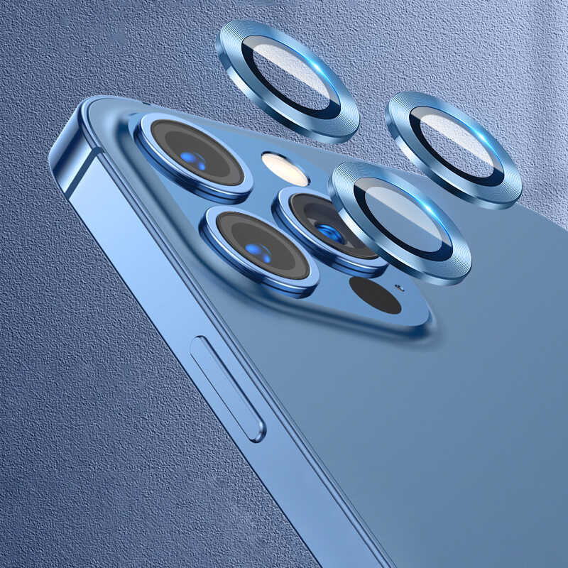 iPhone 12 Pro Max Zore CL-07 Kamera Lens Koruyucu - Mavi