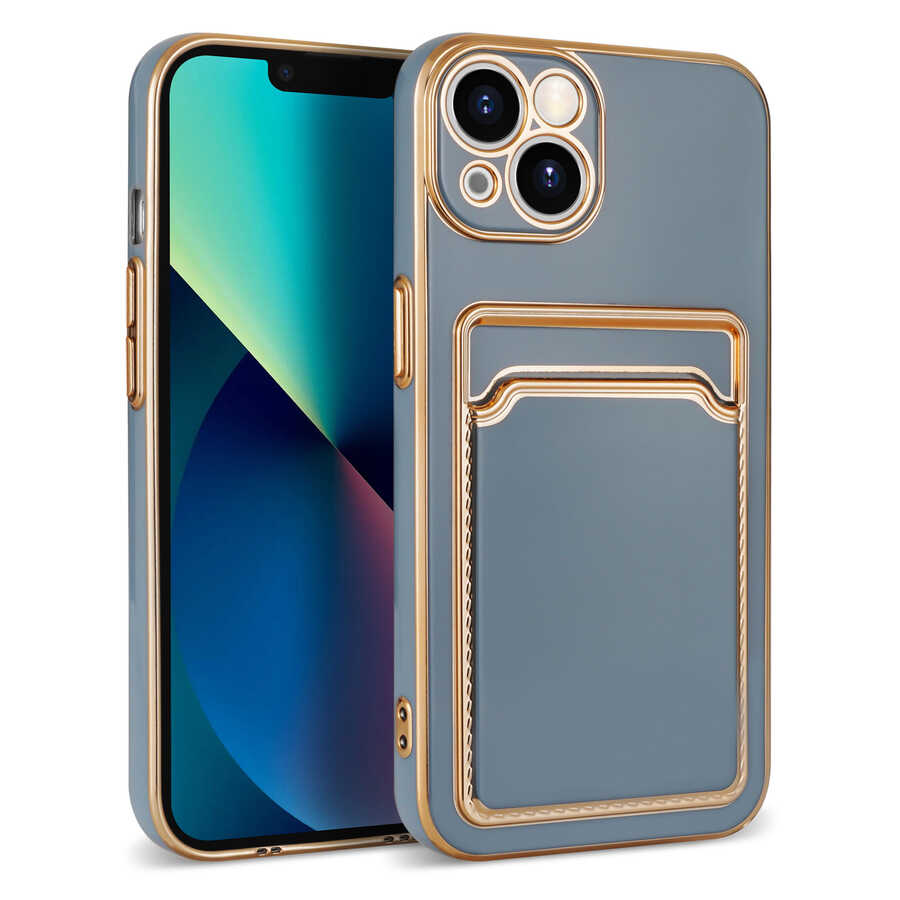 iPhone 13 Kılıf Zore Bark Kartlıklı Kılıf - Mavi