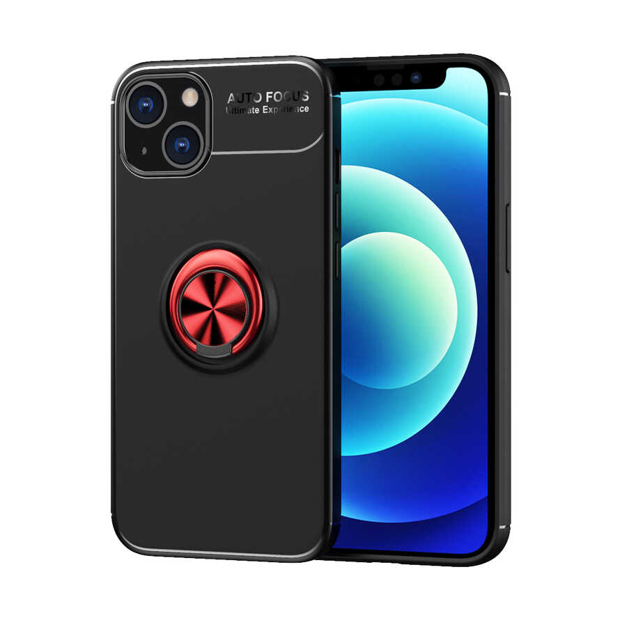 iPhone 13 Mini Kılıf Zore Ravel Silikon Kılıf - Siyah-Kırmızı