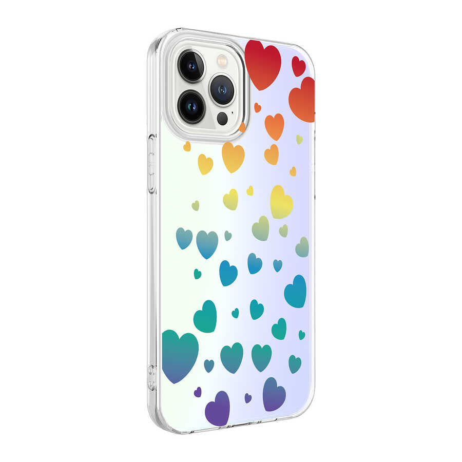 iPhone 13 Pro Kılıf Zore M-Blue Desenli Kılıf - Heart No3