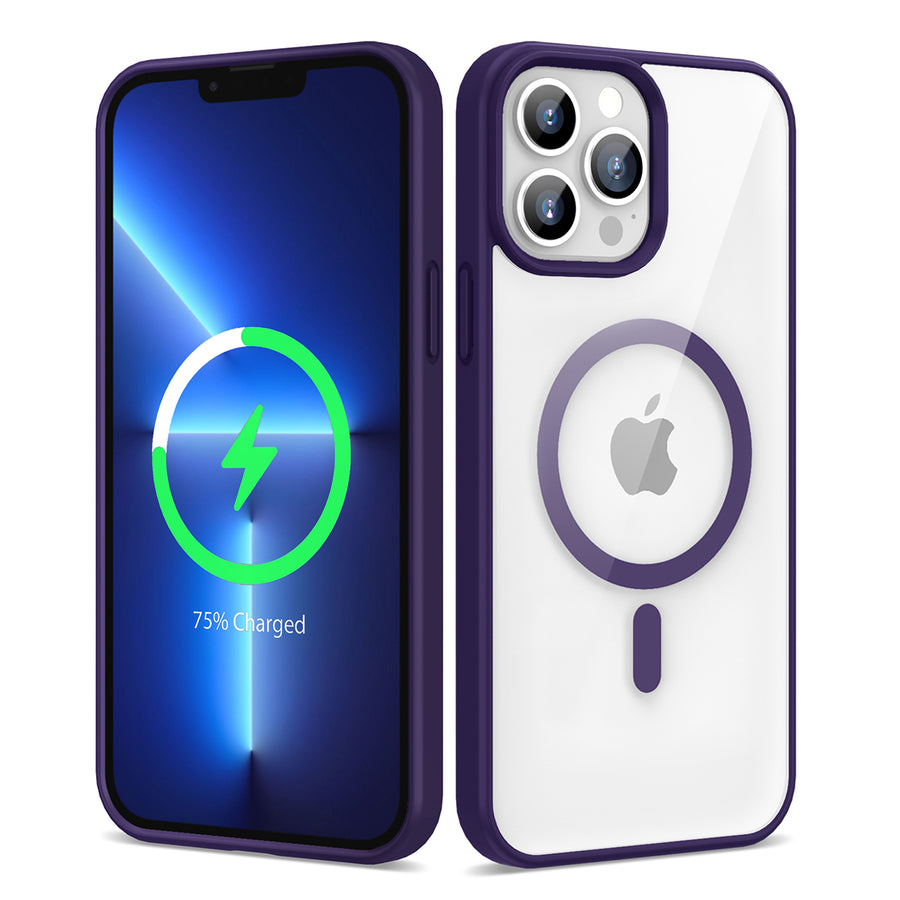 iPhone 13 Pro Max Kılıf M-safe Wireless Şarj Özellikli Silikon Zore Ege Kılıf - Derin Mor