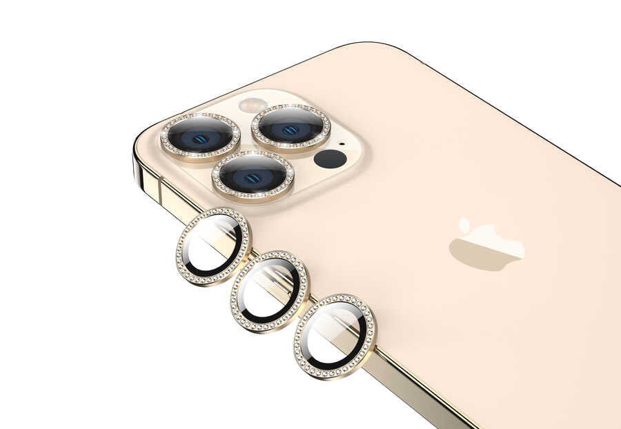 iPhone 13 Pro Zore CL-06 Kamera Lens Koruyucu - Gold