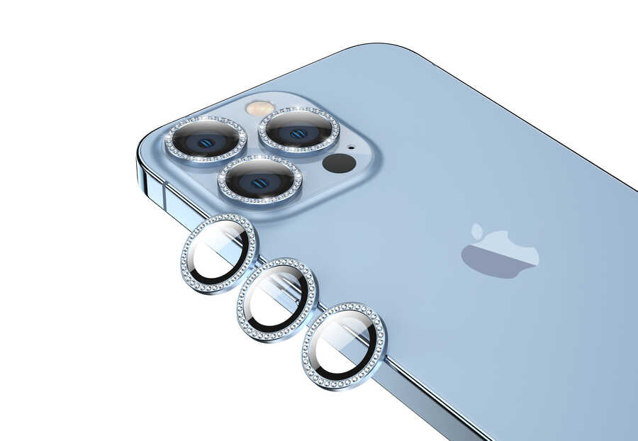 iPhone 13 Pro Zore CL-06 Kamera Lens Koruyucu - Mavi