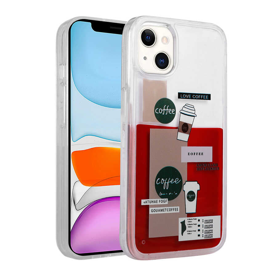 iPhone 14 Kılıf Desenli Sıvılı Zore Drink Silikon Kılıf - NO1