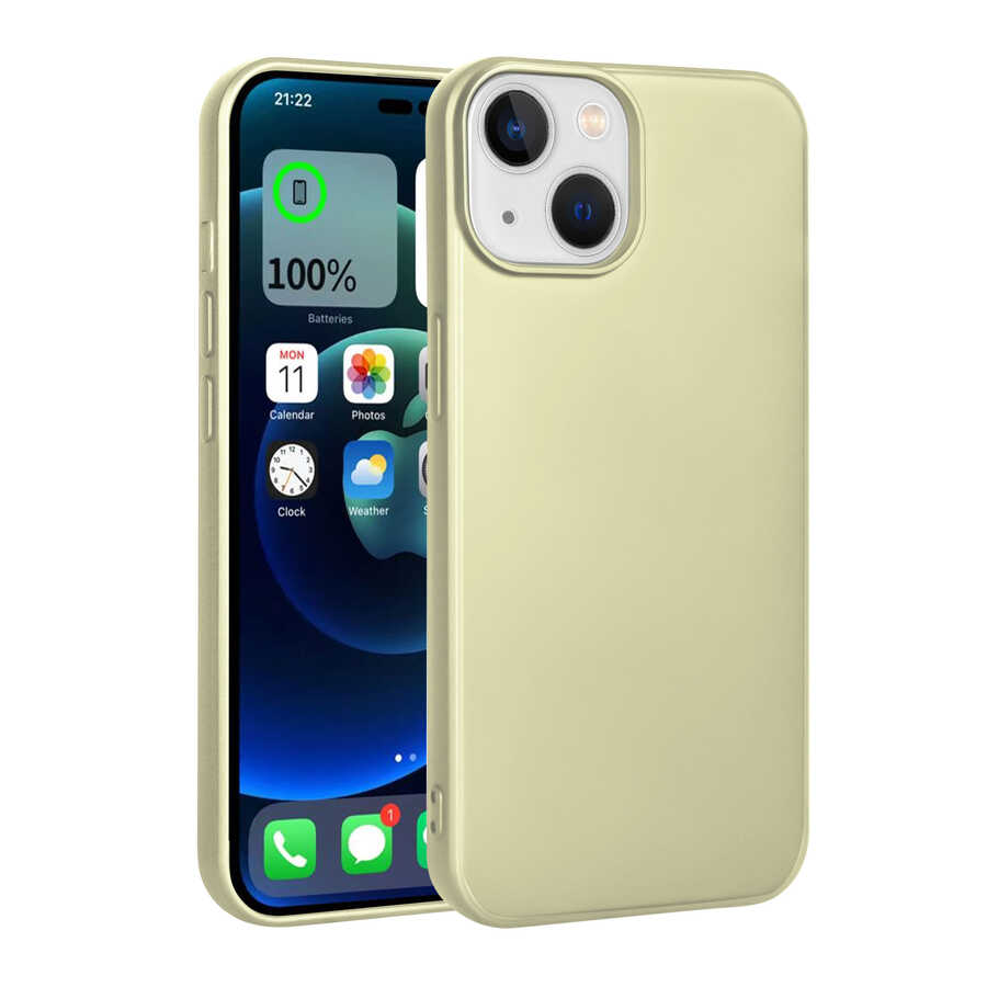 iPhone 14 Kılıf Zore Premier Silikon Kılıf - Gold