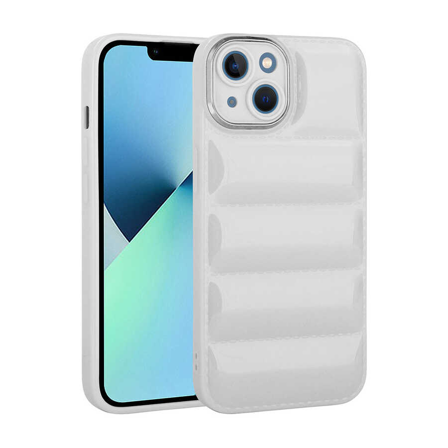 iPhone 14 Plus Kılıf Kamera Korumalı Parlak Airbag'li Zore Galya Kılıf - Beyaz