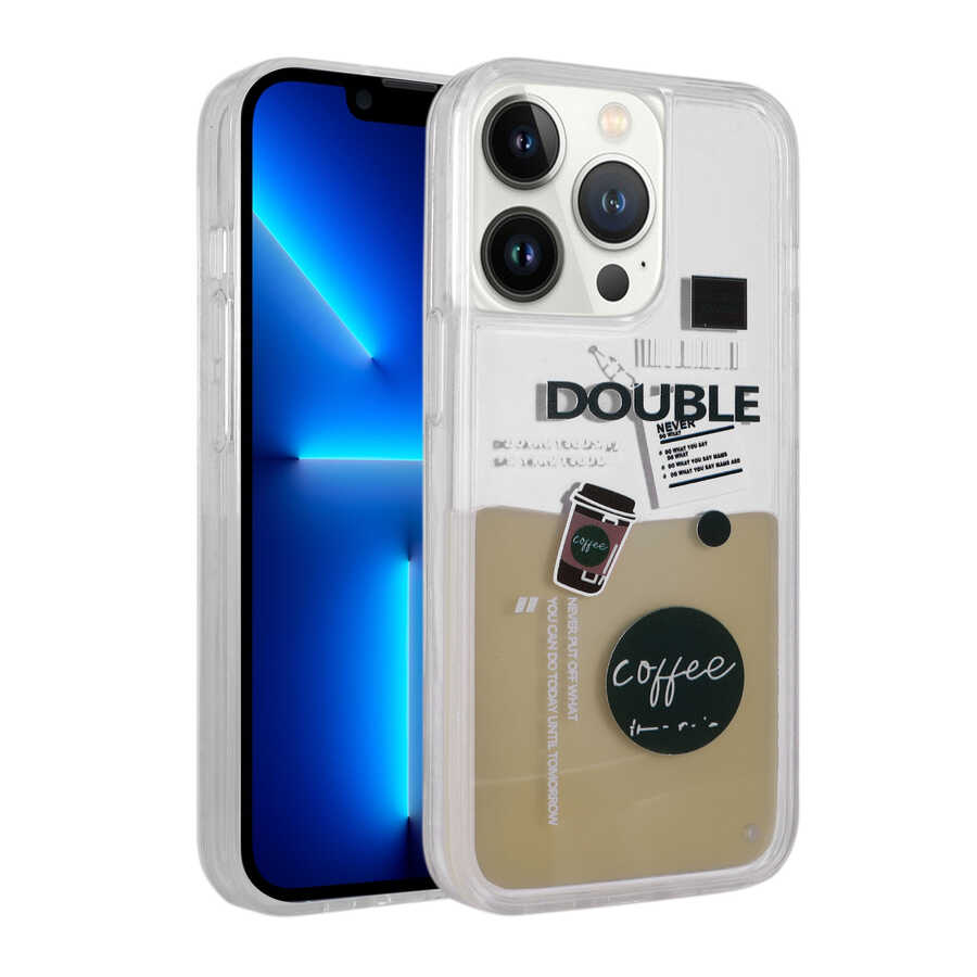 iPhone 14 Pro Kılıf Desenli Sıvılı Zore Drink Silikon Kılıf - NO3