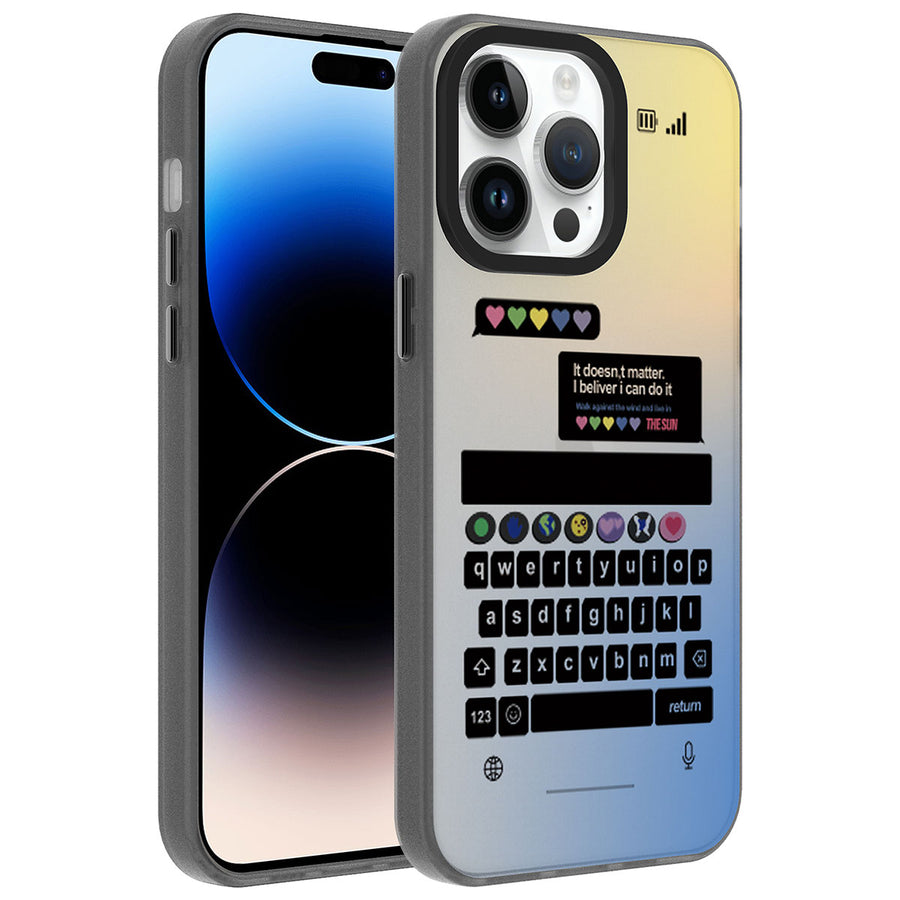 iPhone 14 Pro Max Kılıf Desenli Zore Dragon Sert Kılıf - Klavye