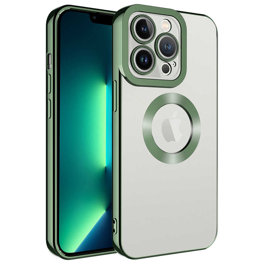 iPhone 14 Pro Max Kılıf Kamera Korumalı Logo Gösteren Zore Omega Kılıf - Yeşil