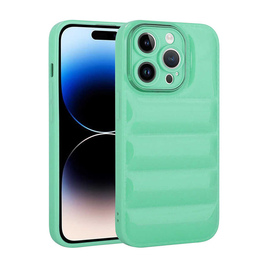 iPhone 14 Pro Max Kılıf Kamera Korumalı Parlak Airbag'li Zore Galya Kılıf - Su Yeşil