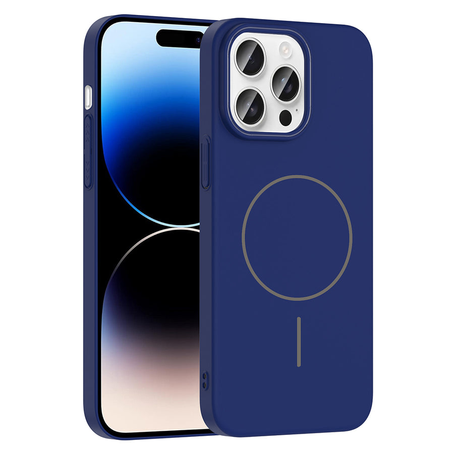 iPhone 14 Pro Max Kılıf M-safe Şarj Özellikli Zore Ruby Sert Kılıf - Lacivert