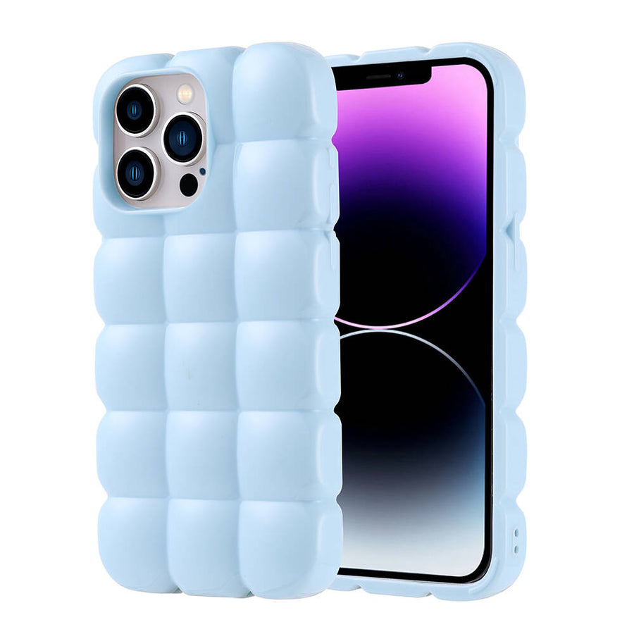 iPhone 14 Pro Max Kılıf Parlak Esnek Silikon Zore Dom Dom Kılıf - Mavi
