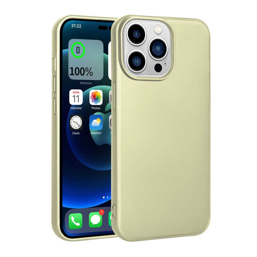 iPhone 14 Pro Max Kılıf Zore Premier Silikon Kılıf - Gold