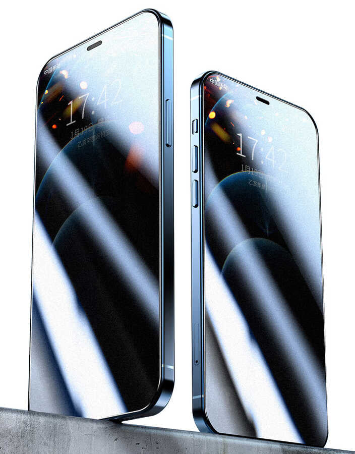 iPhone 14 Pro Max Zore Rika Premium Privacy Temperli Cam Ekran Koruyucu - Siyah
