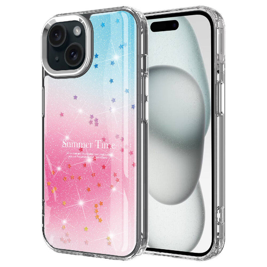 iPhone 15 Kılıf Simli Desenli Parlak Zore Task Kılıf - Pembe