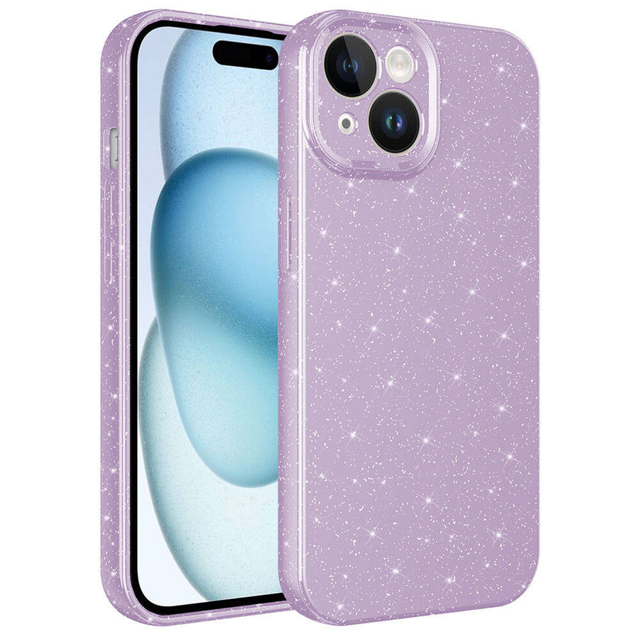 iPhone 15 Plus Kılıf Kamera Korumalı Simli Lüks Zore Koton Kılıf - Lila