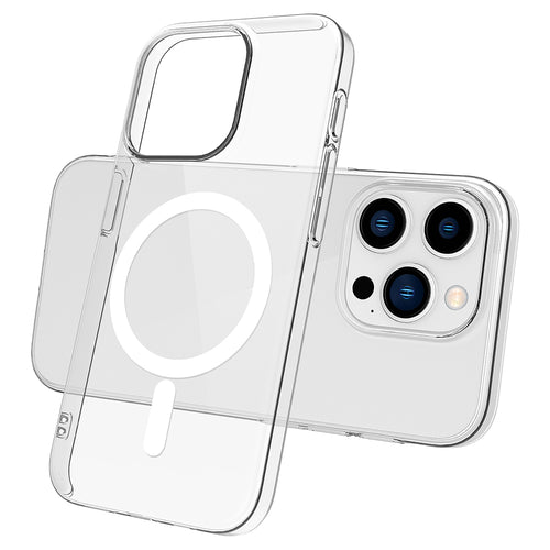 Apple iPhone 15 Pro Max Kılıf Zore Magsafe Şarj Özellikli Şeffaf Tek Kamera Çerçeveli Porto Kapak - Renksiz