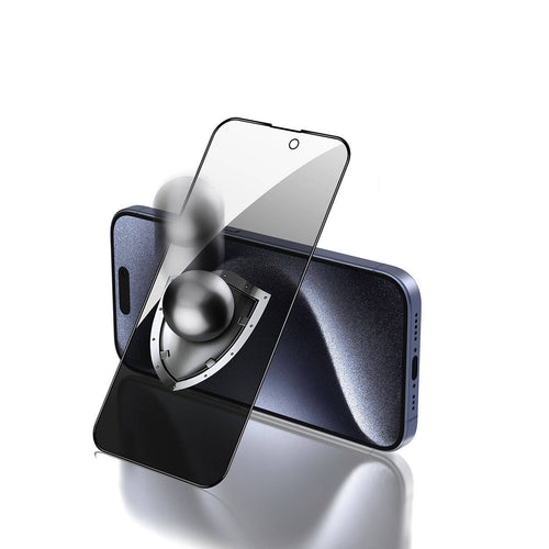 iPhone 15 Pro Max Zore Rika Premium Privacy Temperli Cam Ekran Koruyucu - Siyah