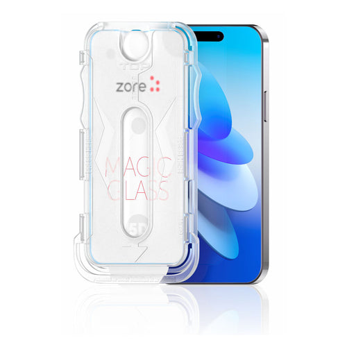 iPhone 16 Plus Zore Kolay Uygulama Aparatlı 5D Magic Glass Cam Ekran Koruyucu - Şeffaf