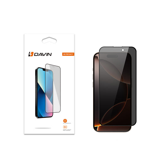 iPhone 16 Pro Max Davin 5D Privacy Cam Ekran Koruyucu - Siyah