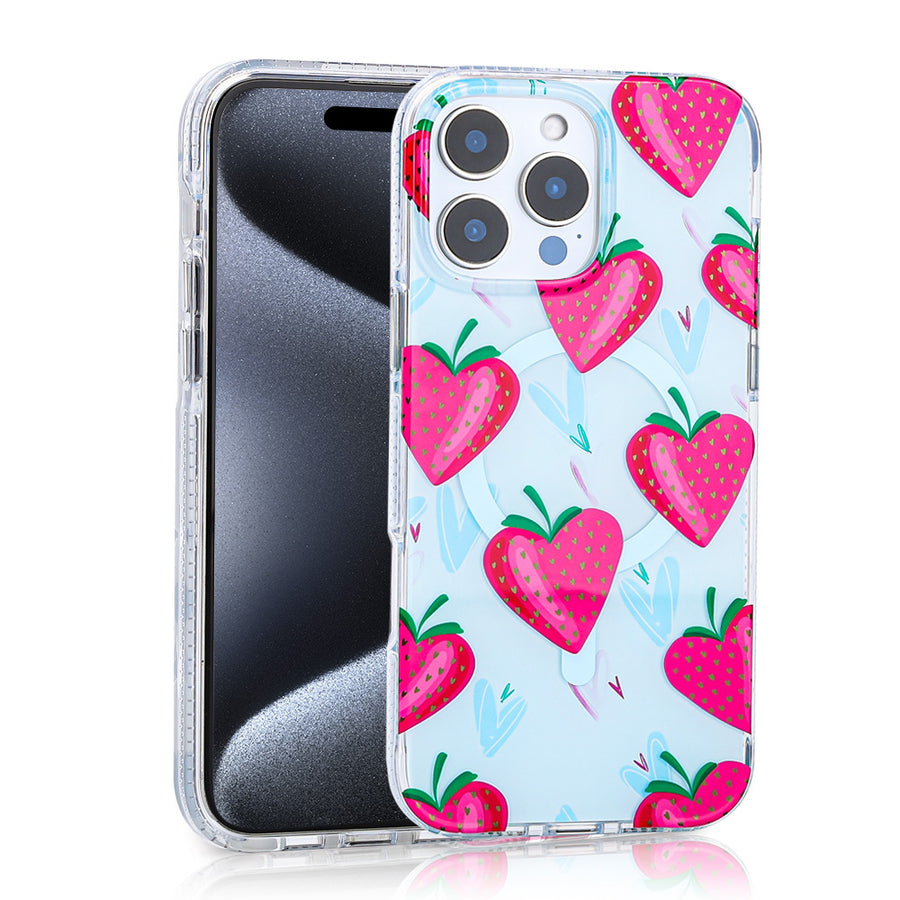 iPhone 16 Pro Max Kılıf M-safe Şarj Özellikli Zore Stilo Kılıf - Pembe-Mavi