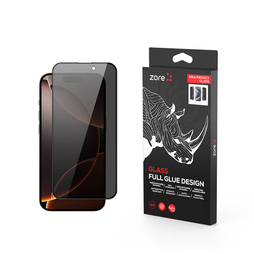 iPhone 16 Pro Max Zore Rika Premium Privacy Temperli Cam Ekran Koruyucu - Siyah