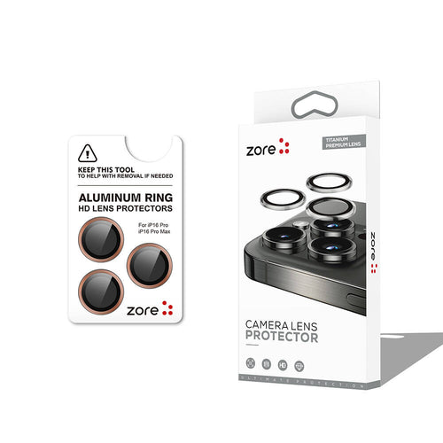 Apple iPhone 16 Pro Zore CL-12 Premium Safir Parmak İzi Bırakmayan Anti-Reflective Kamera Lens Koruyucu - Çöl Titanyum