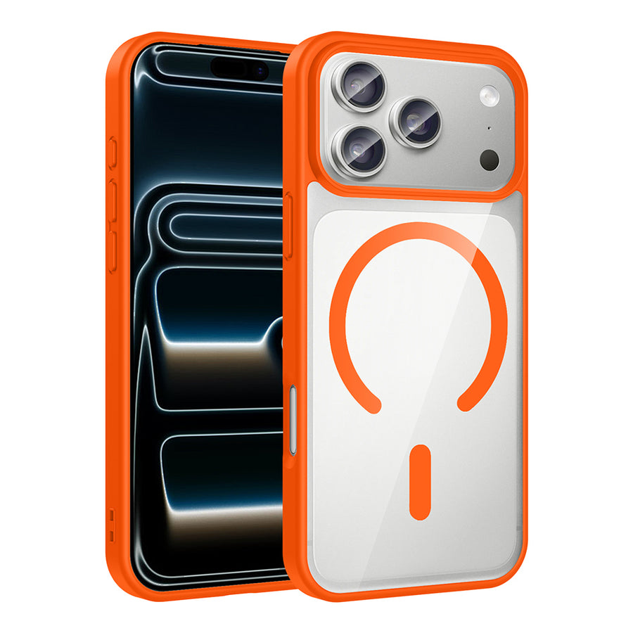 iPhone 17 Pro Kılıf M-safe Wireless Şarj Özellikli Silikon Zore Ege Kılıf - Turuncu