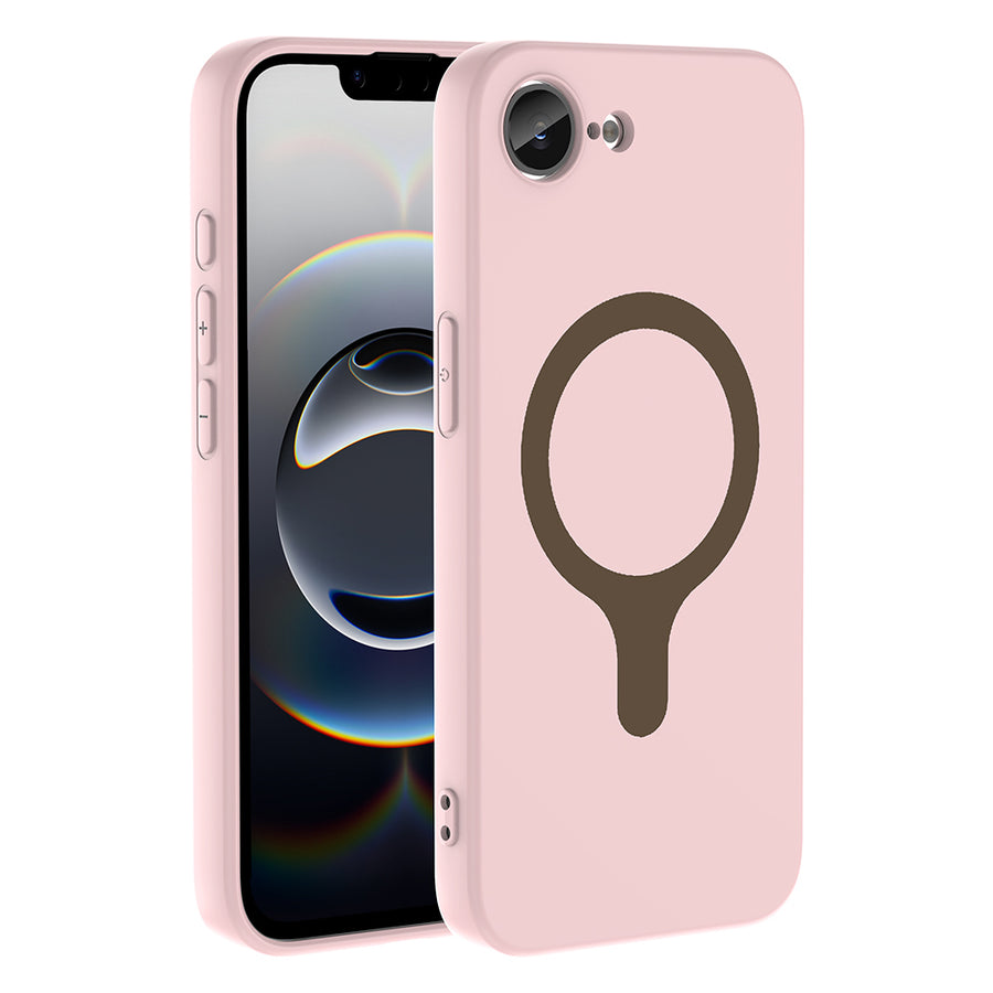 iPhone 17E Kılıf M-Safe Şarj Özellikli Zore Aris Silikon Kılıf - Açık Pembe