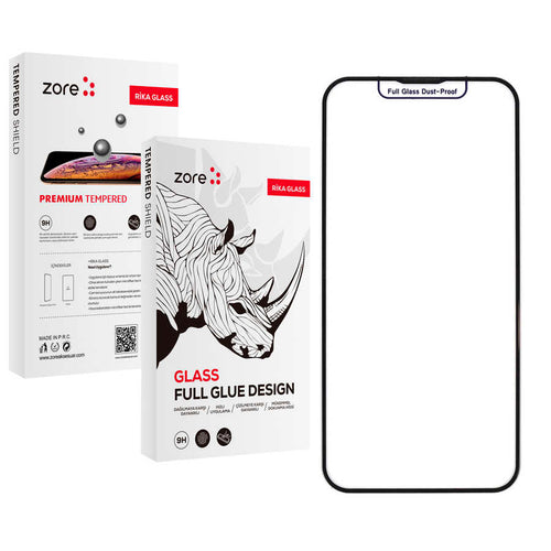 iPhone 17E Zore Rika Premium Temperli Cam Ekran Koruyucu - Siyah