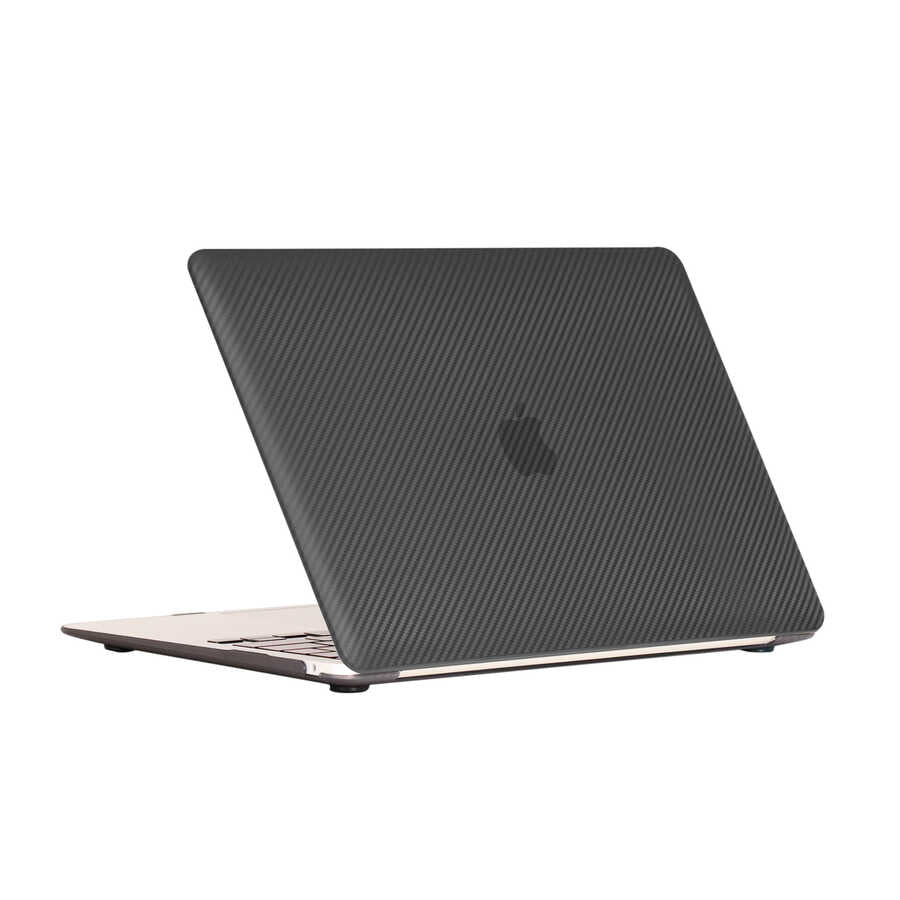 Macbook 13.3' Air 2020 A2337 Zore MSoft Carbon Fiber Tasarımlı Kılıf - Siyah