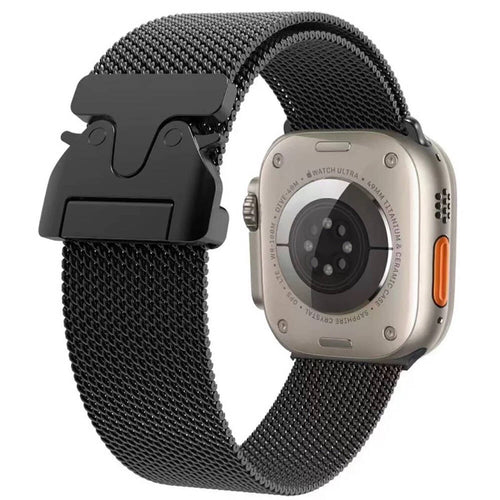 Watch 10 42mm Zore KRD-25 Metal Hasır Kordon - Siyah