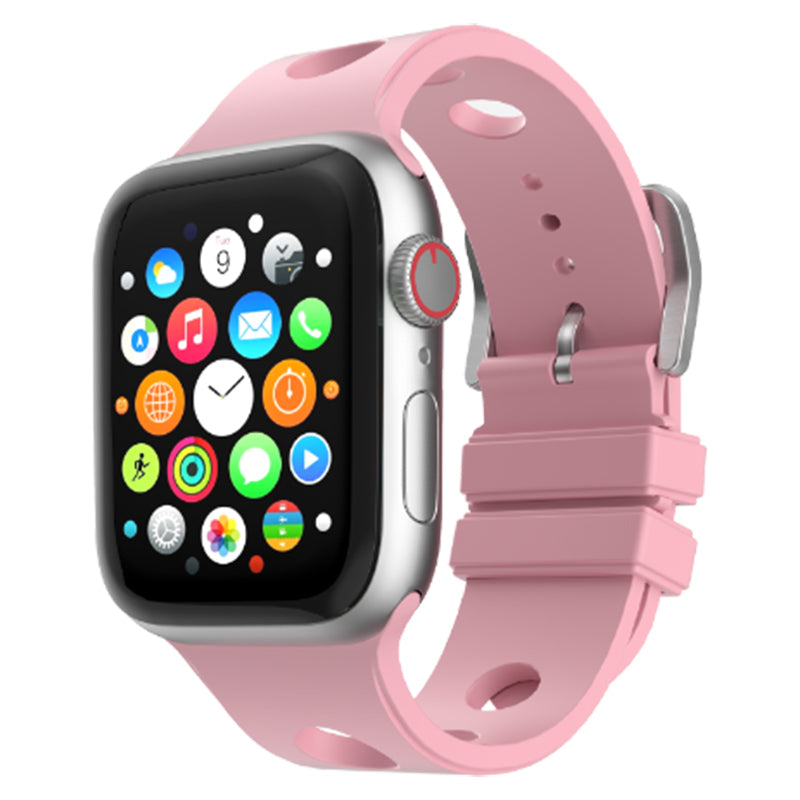 Watch 10 46mm Delikli Tasarım Zore KRD-147 Silikon Kordon - Pembe