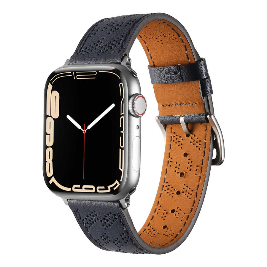 ​​​ Watch 7 41mm KRD-76 PU Deri Kordon Strap Kayış - Lacivert