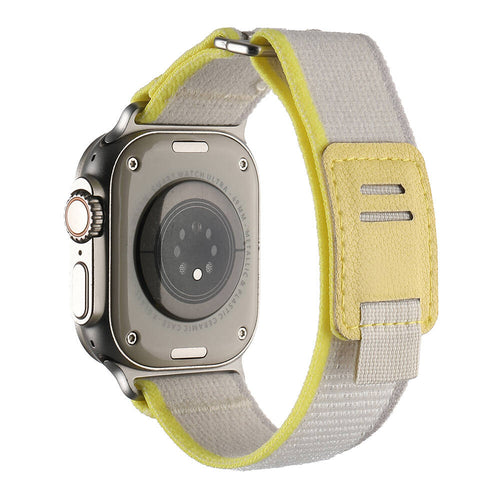 Watch Ultra 49mm Hasır Kordon Zore KRD-106 Strap Kayış - Beyaz-Sarı