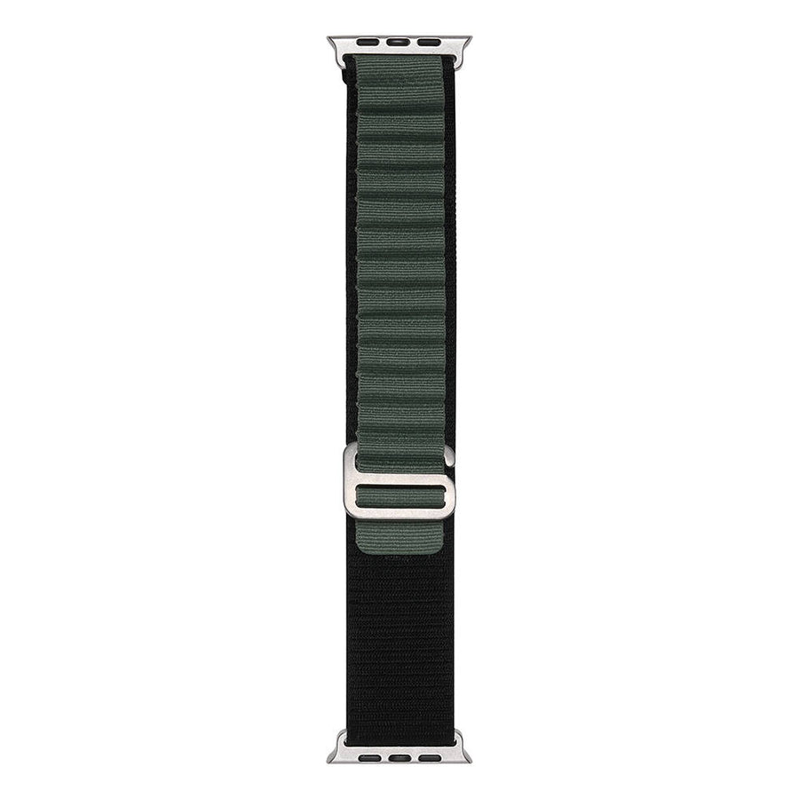 Watch Ultra 49mm Zore Band-74 Hasır Kordon - Siyah-Yeşil