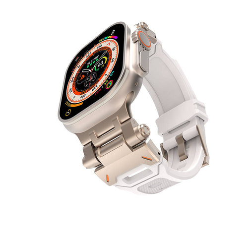 Watch Ultra 49mm Zore KRD-108 Metal Başlıklı Silikon Kordon - Starlight